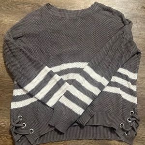 Grey and white striped sweater